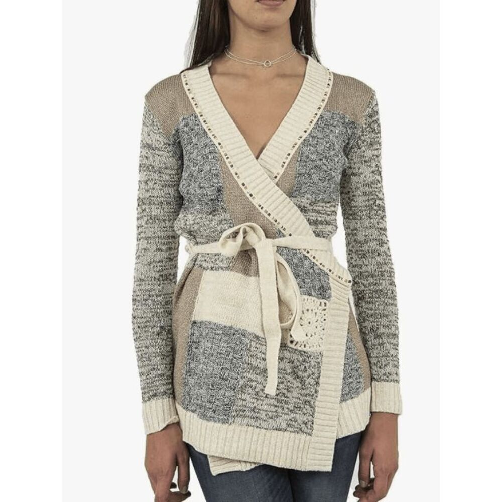 Desigual Aaron Wrap Cardigan 17WWJF55 Colorblock Metallic Mixed Size‎ Medium